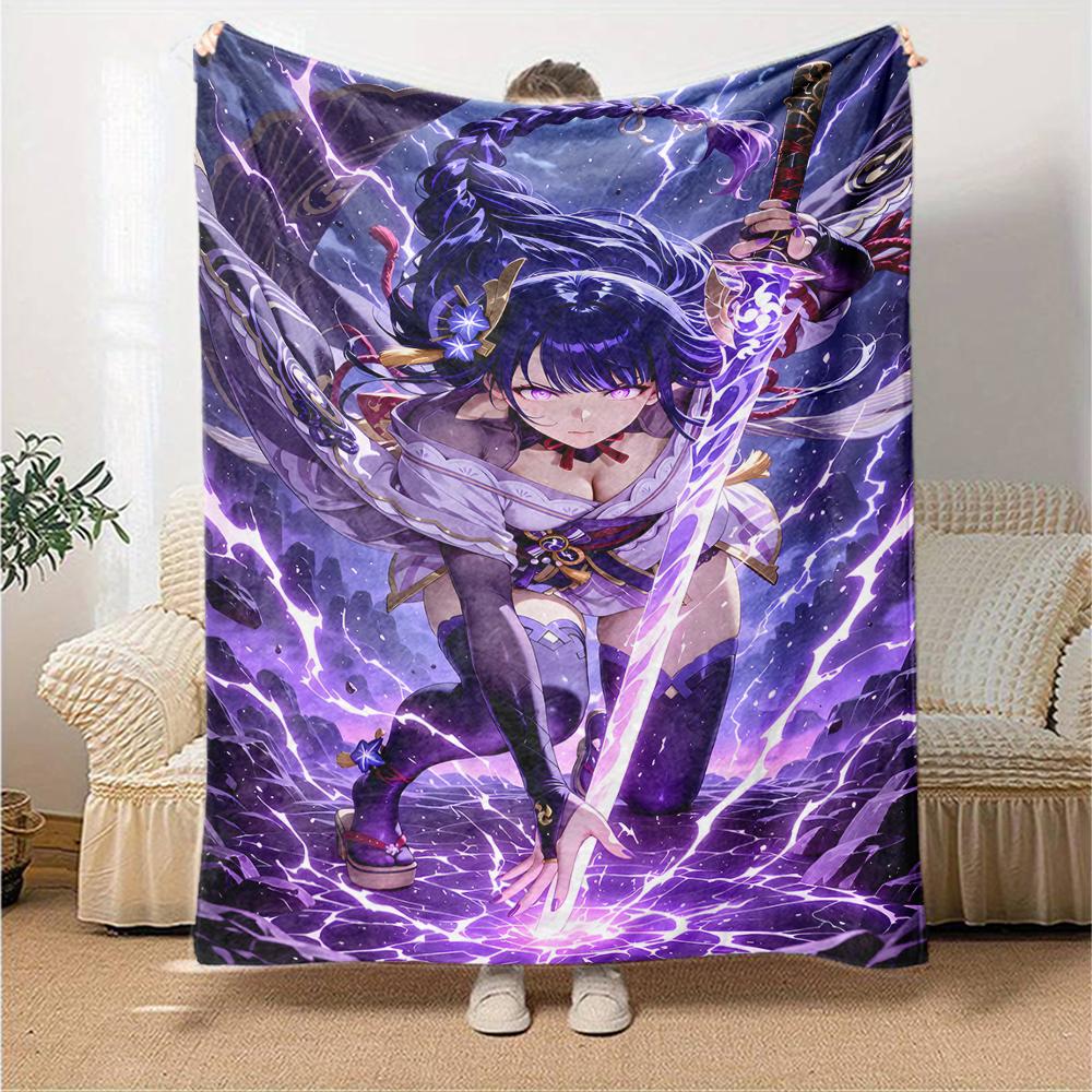 1pc Genshin Impact Beelzebul1 Blanket, Gift, for Men and Women, Soft Blanket, Good for Sofa Bed Couch Travel, Lightweight Flannel Blanket