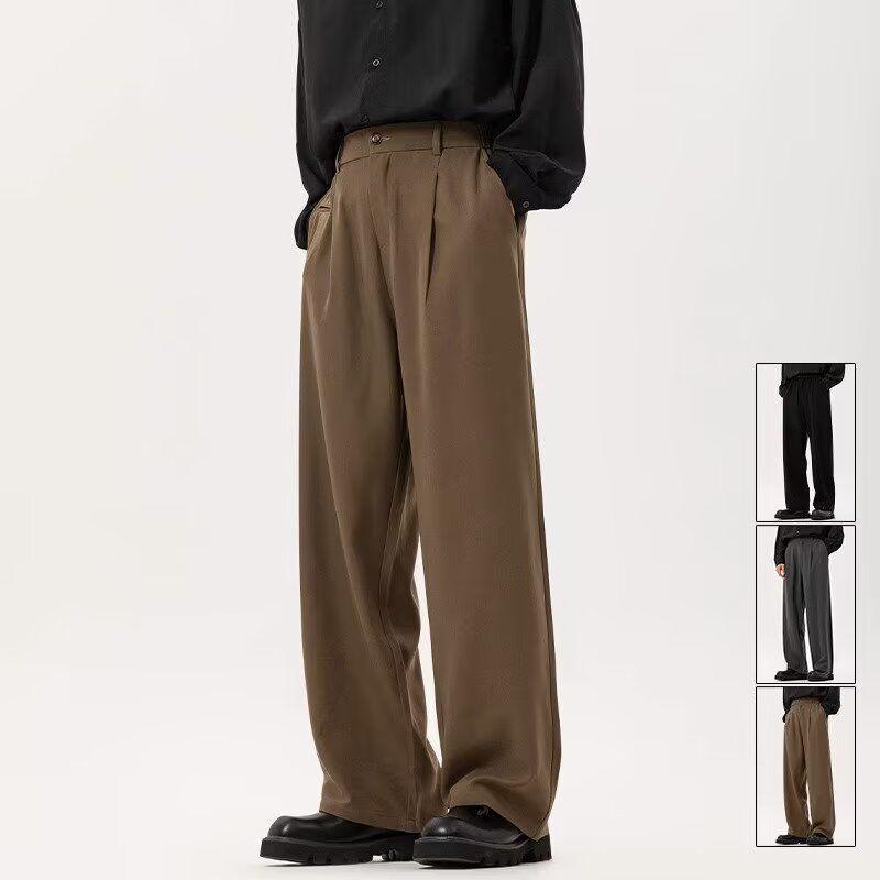 

Men s American Retro Wide-Leg Suit Pants - Japanese Style, Versatile, Long, and Loose Fit 2XL