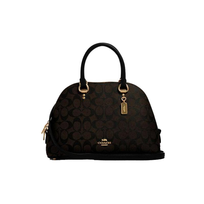 

COACH Katy 30 presbyopic print leather shell bag hand crossbody shoulder bag regular women s dark brown коричневий
