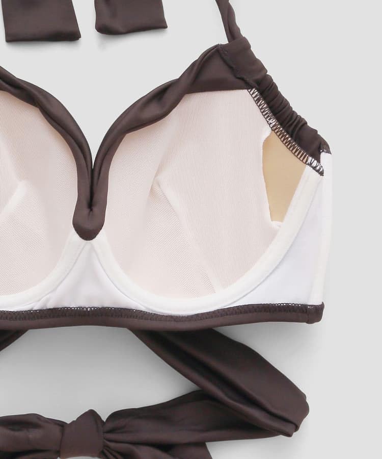 Swimwear Bikini Set Made with Standard Suitable for Large Breasts Such As GHI Cups Swimsuit Brown [Sanai Paradise] Wacoal's Cup, [Glamorous Fit]