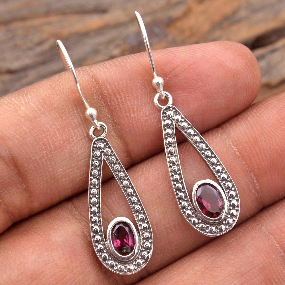 Citrin Edelstein Silber Ohrring, 925 Sterling Silber Handgefertigter Schmuck Silberschmuck Damen Ohrring Geschenk für Sie