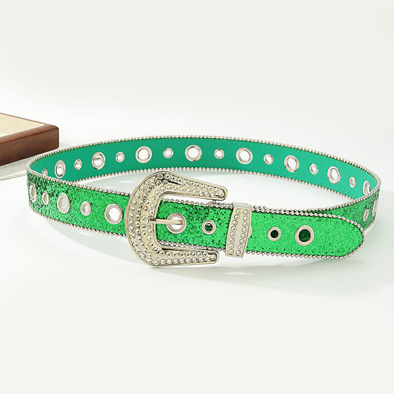 New Buckle Ring Diamond Buckle Black Fresh Sweet Belt Simple Fashionable Versatile Belt
