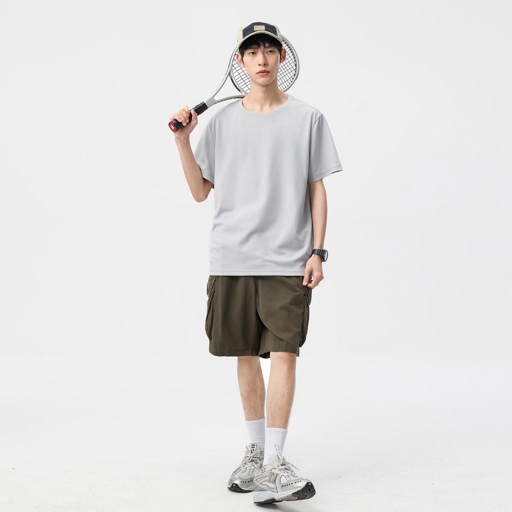 5A antibacterial and moisture absorbing quick drying outdoor sports thin round neck printed casual men's short sleeved T-shirt
