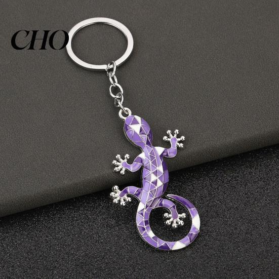 Schlüsselanhänger Anhänger Geometrisches Muster Imitation Gecko Design Zinklegierung Farbverlauf Strassstein Schlüsselkette Galvanisierter Halter Rucksack Auto Zubehör