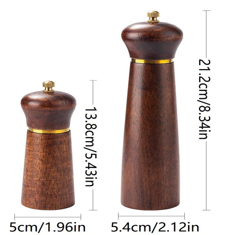 Holzpfeffermühlen Salz- und Pfeffermühle 5/8 Zoll Gewürzpfeffermühle mit verstellbarer Keramik-Handheld-Kräuter-Gewürzmühlen