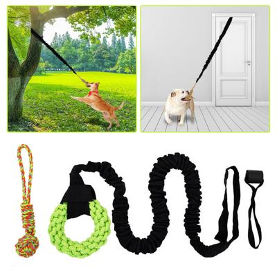 Dog Hanging Bungee Tug Toy Interactive Tree Hanging Tether Tug-of-War Toy with Chew Toys Indoor Self Play Spring Rope for Large And Medium Dogs