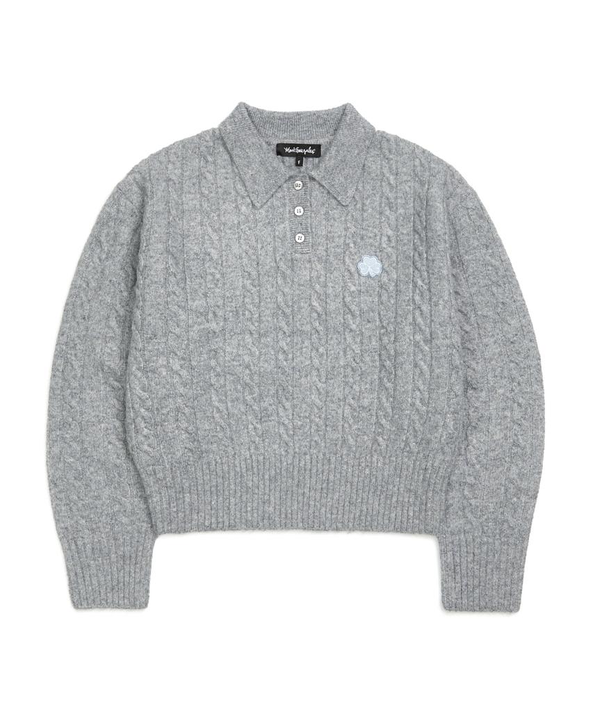 MARK GONZALES Women'S Club Cable Collar Knit - M/Grey