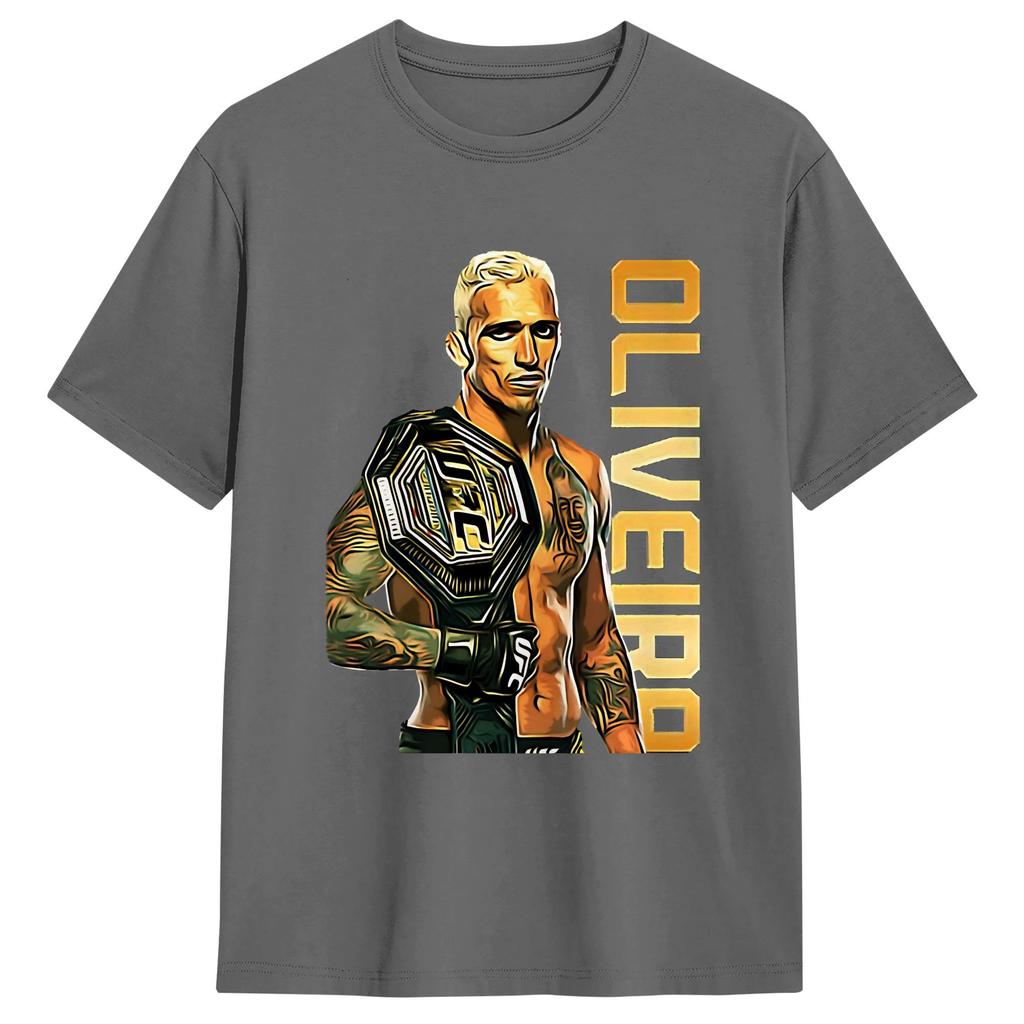 Charles Oliveira TShirt Beach Cotton T Shirts For Men Harajuku Custom Logo Tshirt Short Sleeve Street Style Tees
