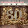 2D Happy 80th Birthday Gold Floral Fireworks Background Cloth 80th Birthday Party Decoration
