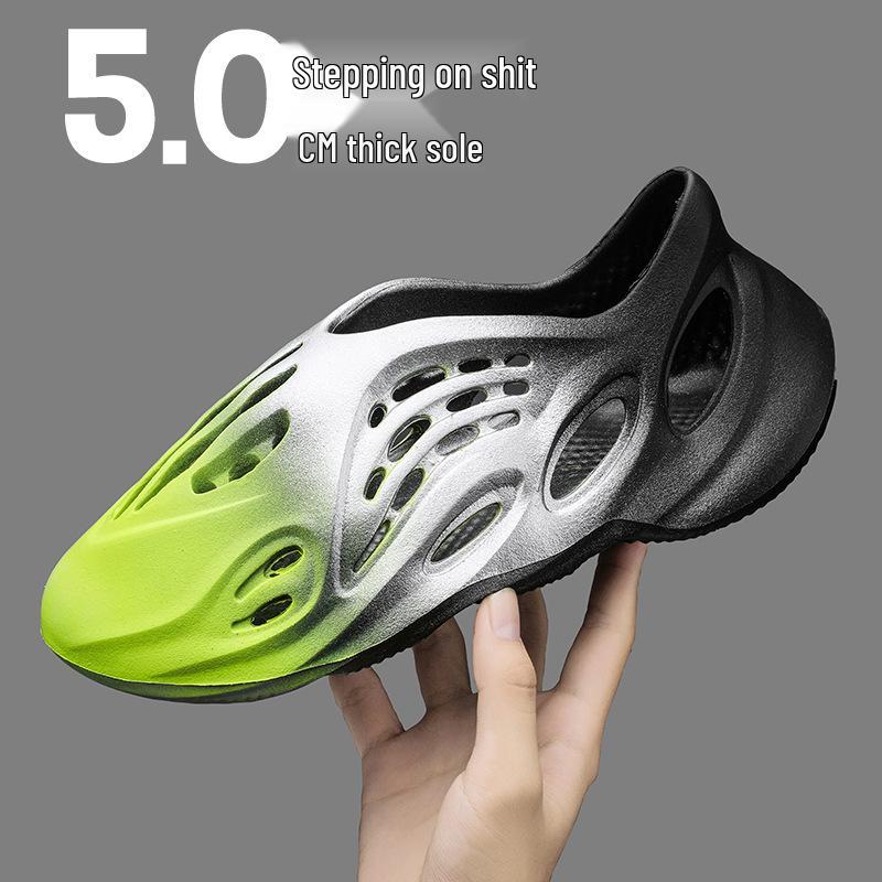 Men's Plus Size Gradient Coconut Hole Beach Sandals - Casual Summer Fashion Slippers