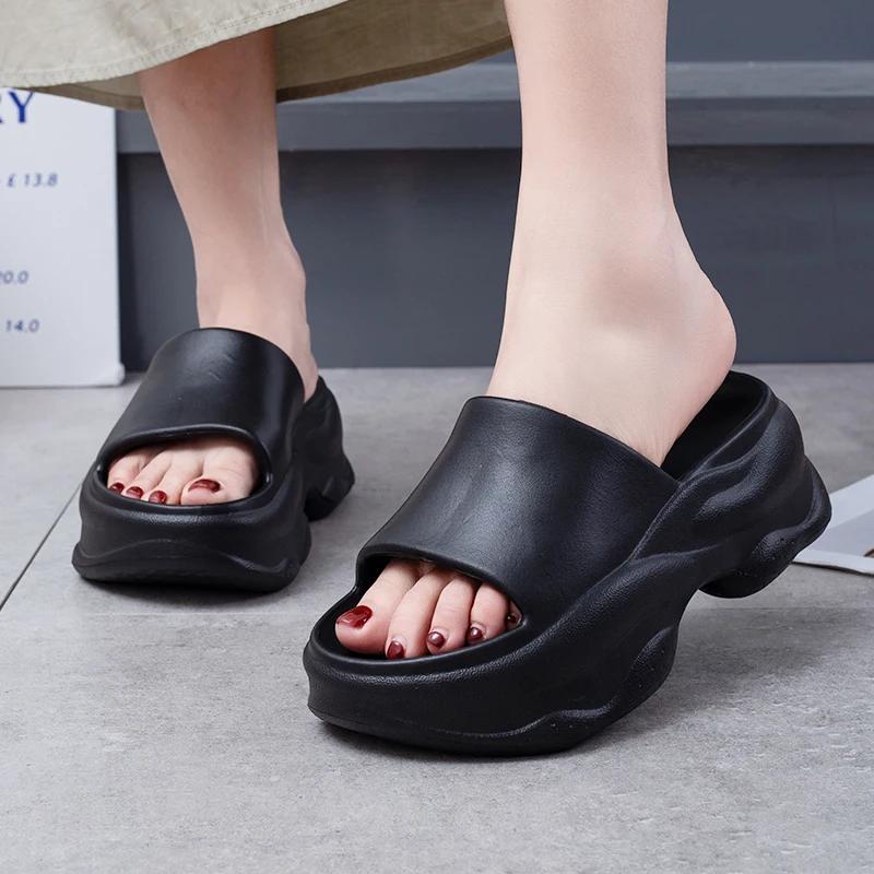 Fashion Candy Color Chunky Platform Slippers Women Summer Thick Bottom Non-Slip Beach Slides Woman Comfort Soft Sole Flip Flops Female