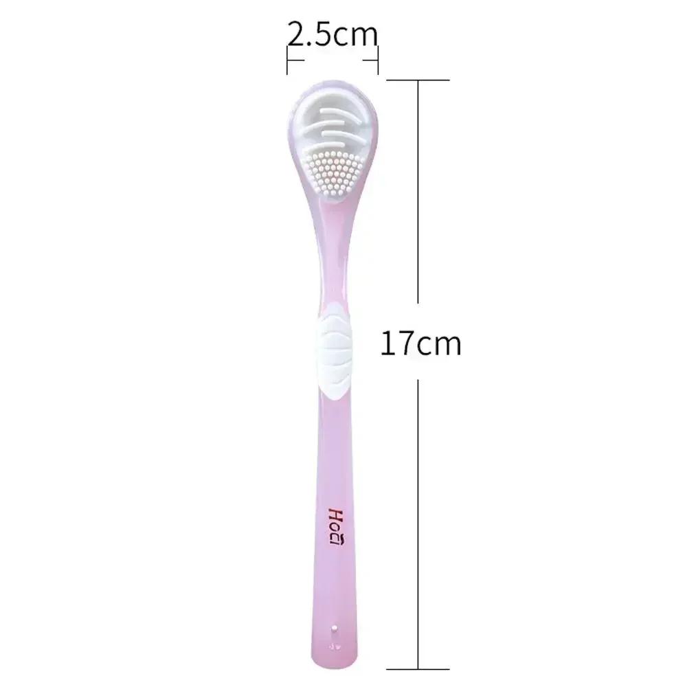 1Pc Tongue Cleaning Dual Purpose Tongue Coating Brush Cleaner Silicone Scraper For Adult Deodorizing Tongue Scraper Oral Care