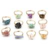 1ks otevírací prsteny, přírodní kámen Křemen Citrín Fluorit Ametyst Prsten s drahokamem, Nastavitelné prsteny pro ženy Muži Šperky Dárky