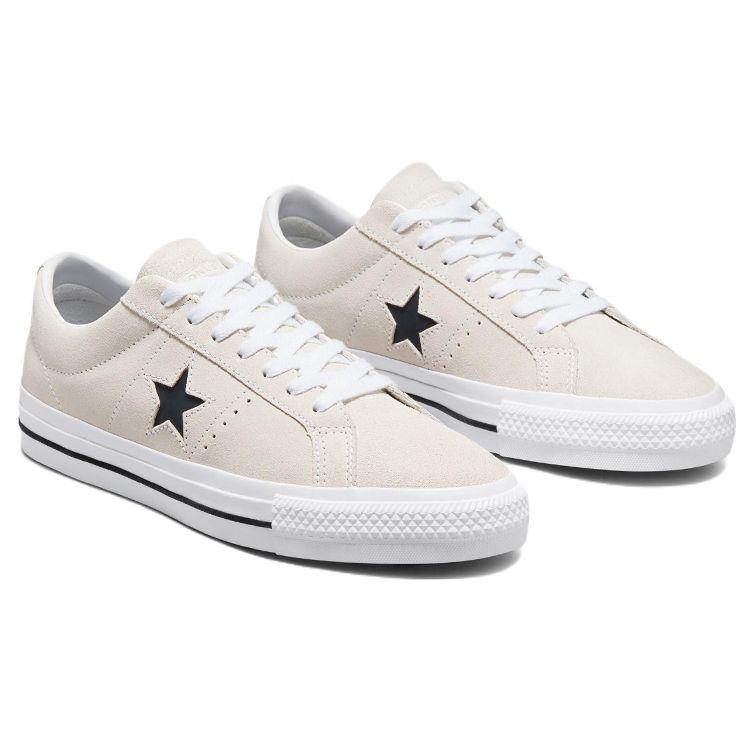 Converse One Star Pro Suede Low Egret White Unisex Sneakers Cream Black 172950C