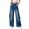 Women's Casual Straight Leg Jeans with Pockets - Loose Fit Denim Pants