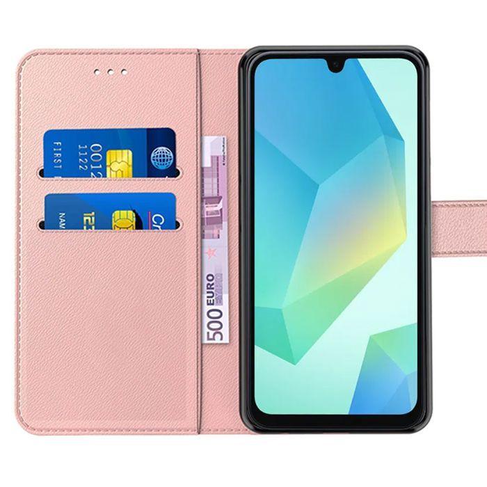 Coque de protection - BOOLING - pour Samsung Galaxy A16 4G/5G - Antichoc - Anti-Rayures - Cuir Synthétique - Rose