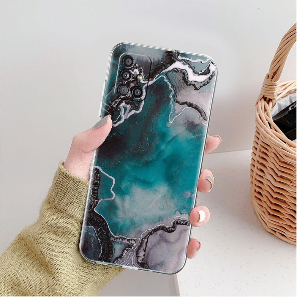 Clear Case For Samsung Galaxy A52 A12 A51 A32 A21s A71 A32 A22 50 A70 A31 A72 5G Phone Cover Granite Marble