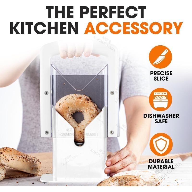 Reusable Bread Bagel Cutter Slicer with Safety Handle Stainless Steel Household Precision Cutter Food Grade Anti-Slip Heavy Duty