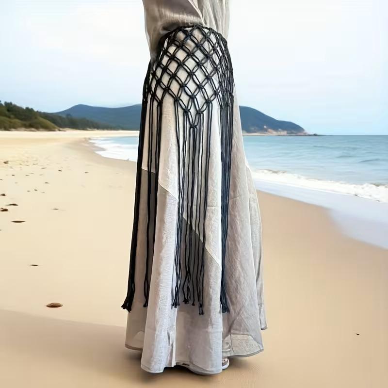 Netted Fringe Waistband Handwoven Bikini Cover Up Skirt Festival Street Sle Me Top Soulful Accessory For Suits Jeans Waistline