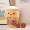 Cute Boba Milk Tea Plushie Toy Soft Stuffed Milk Tea Hug Pillow Balls Bubo Tea Cushion For Kids Girls Gifts Birthday Valentine