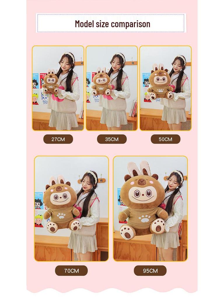 Seria Puloverelor Transformabile: Jucărie de pluș rață galbenă drăguță și păpușă capibara