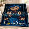 Coraline Blanket Flannel Blanket Soft Cozy Plush Throw for Sofa Bed Lightweight Home Decoration Outdoor Camping