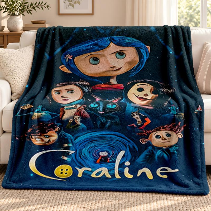 Coraline Blanket Flannel Blanket Soft Cozy Plush Throw for Sofa Bed Lightweight Home Decoration Outdoor Camping