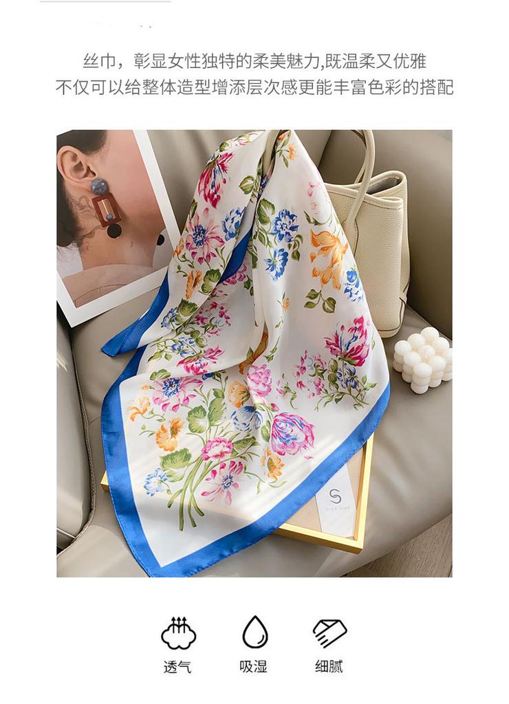 Spring and summer literary and fresh printing imitation silk scarf women's neck decorative neck protection scarf high-end shawl scarf