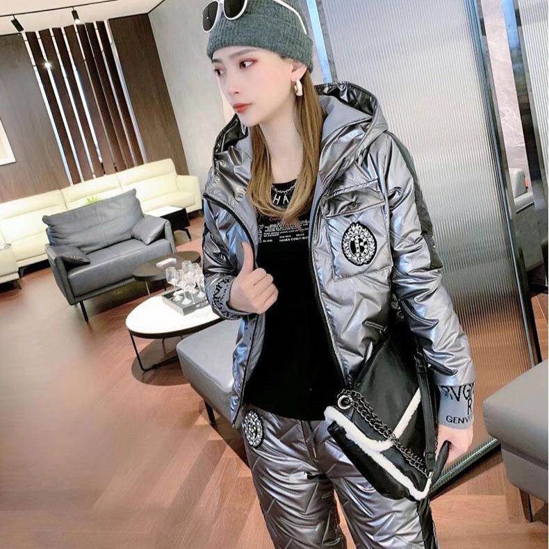 Winter Cotton Clothes Cotton Jackets Cotton Pants Sports Fashion Two-piece Set Women's Fitness Running Clothes Loose Korean Set