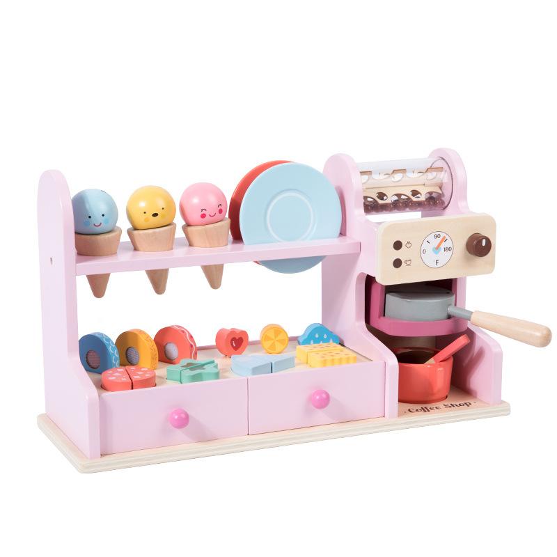 

Деревянный игровой домик-симулятор, игра с кофемашиной для мороженого, детская интерактивная головоломка для родителей и детей, кухонная игрушка в подарок