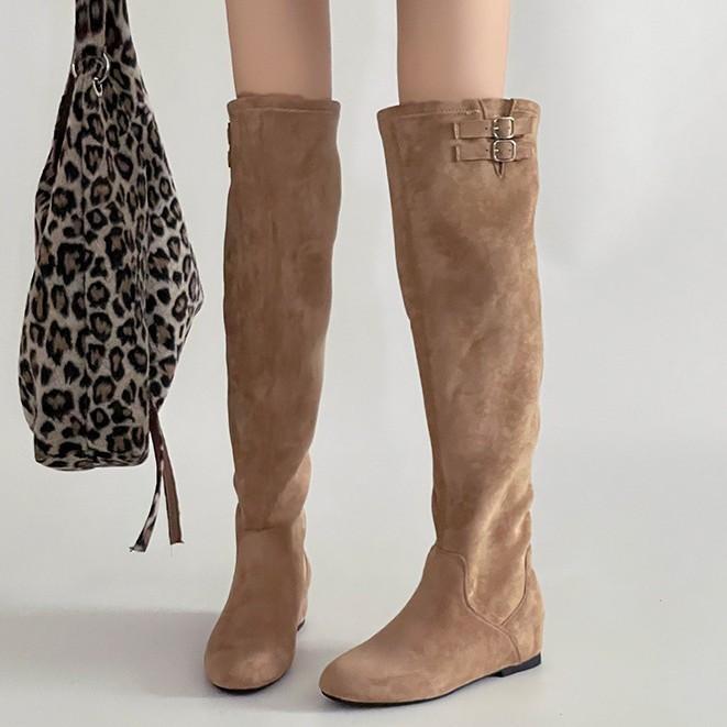 Pile Up Boots for Women In Winter Suede European and American Classic High Top Knight Boots with Thick Heels Fashion Boots