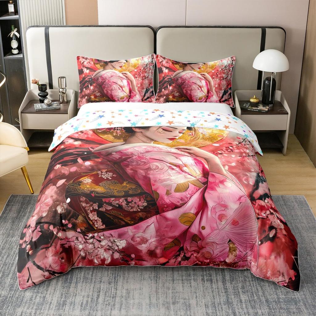 Comforter Japanese Ukiyoe Theme Queen King Size Printed Bedding Set Kids Bedroom Decor Japanese Style 3 Pcs With 2 S