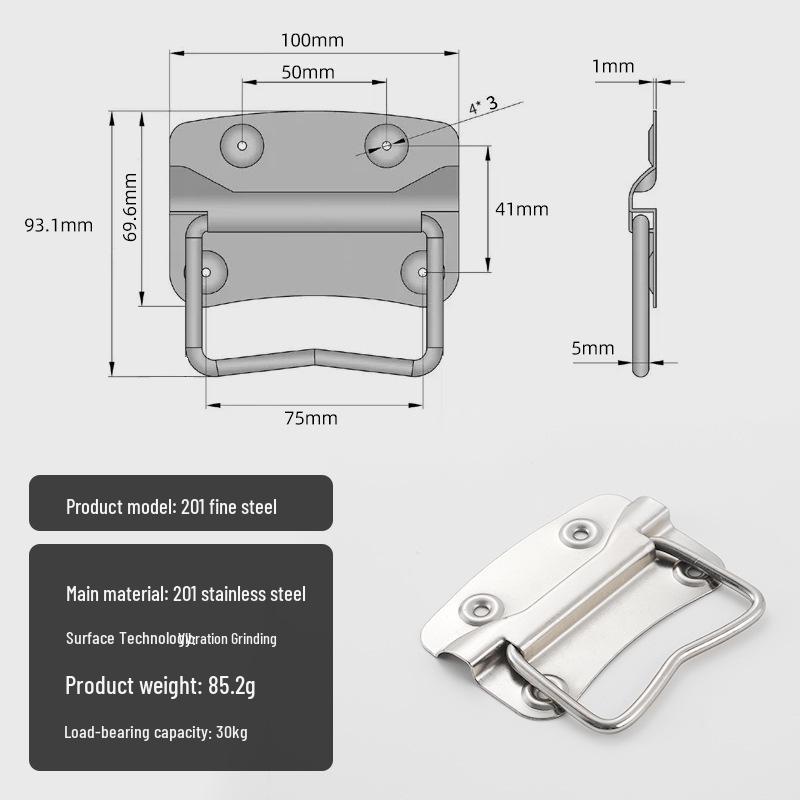 304 Stainless Steel Folding Ring Handle for Aviation or Industrial Aluminum Cases