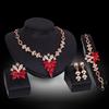 Set di gioielli per collana e braccialetto da matrimonio da donna, orecchini ad anello con cristalli trasparenti