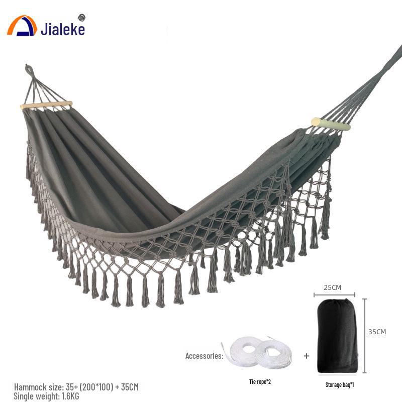

Гамак из холста с защитой от опрокидывания и кисточками - одинарные качели для кемпинга на открытом воздухе