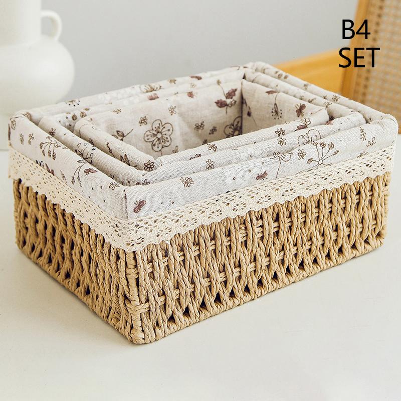 Coș de depozitare din ratan în stil japonez, pentru bucătărie, fructe, mâncare, pâine, diverse, organizator, ratan, picnic, cutie de depozitare