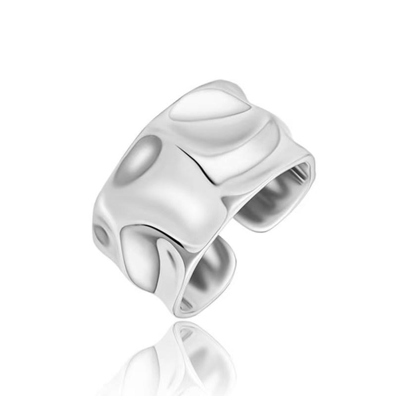 European Geometric Open Ring: Irregular Concave-Convex Wide Band for Women