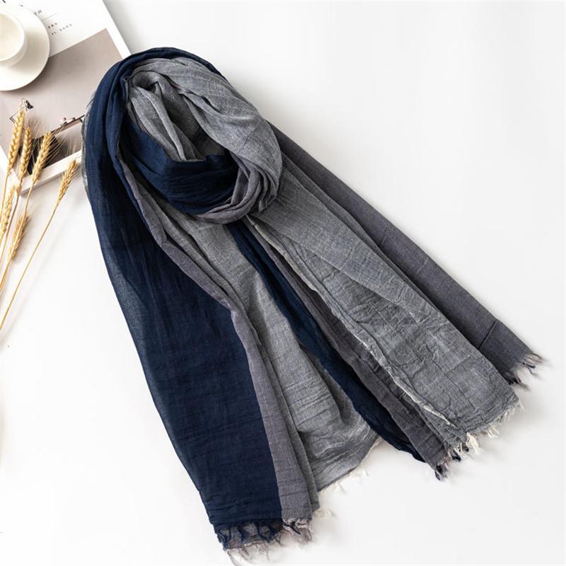 Designer Patchwork Men Scarf Cotton Linen Autumn Winter Men'S Scarves Warm Neckerchief Pashmina Casual Male Bufandas Shawls