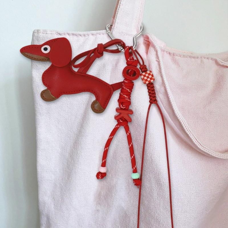 Portable PU Sausage Dog Keychain Holder Lightweight Key Ring Creative Animal Design Keyring For Everyday Use
