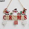 Colorful Christmas Hanging Pendant Wooden Crafts Xmas Tree Wall Ornament Christmas Party Scene Props Decoration Gift