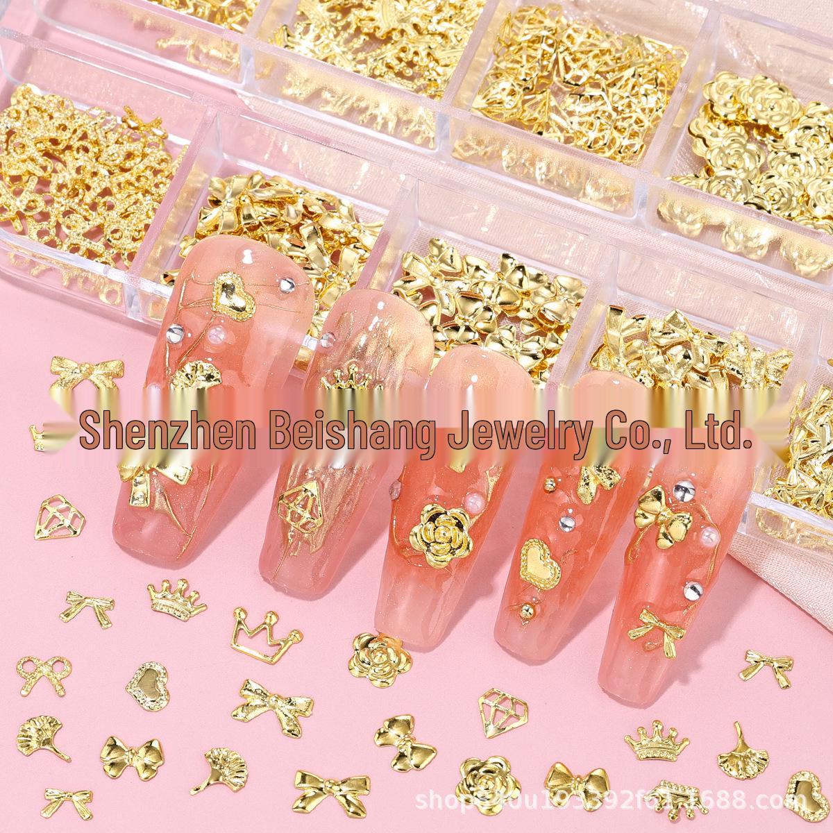 

Elegant Heart & Bow Nail Art Accessories – Hollow, Diamond, Cute Embossed Decorations