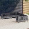 Day and Night - Day and Night Garden Furniture 8 Pieces and Gray Cushions Solid Pine Wood