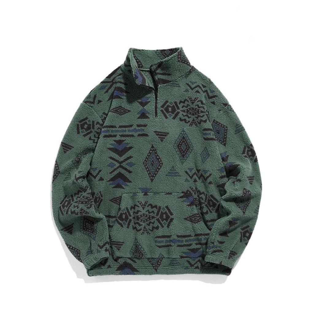 Men's Winter Fleece Half-Zip Loose Hoodie, Casual Plus Size Jacket