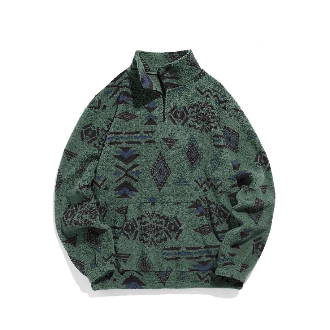 Мужская зимняя флисовая толстовка с полумолнией свободная повседневная большого размера S - European 2180₽