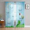 Cartoon Air Balloon Print Sheer Curtains For Living Room Bedroom Kitchen Home Hotel Decor Chiffon Tulle Window Panel Curtain
