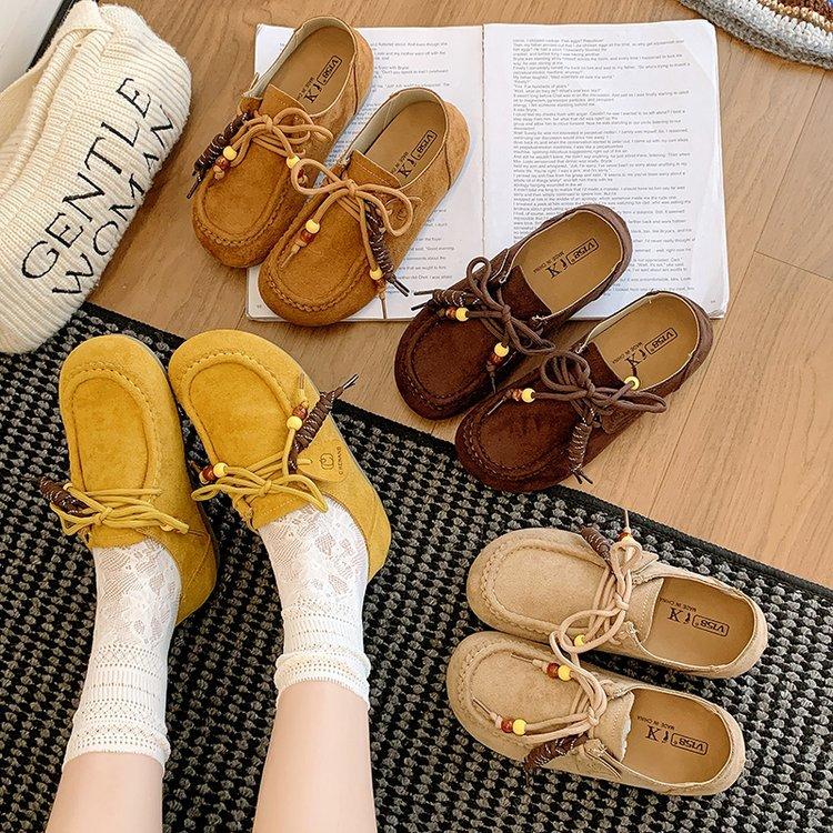 Autumn Heightening Birkenstocks New Lace-up Casual Retro Soft-soled Lazy Light Going Out Single Shoes