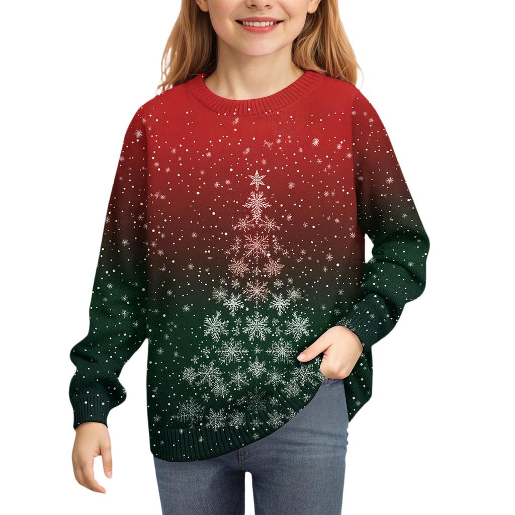 Christmas Day Sweatshirts For Children Boys And Girls Knit Sweater Cute Shirt Fall Crewneck Pullover Tops