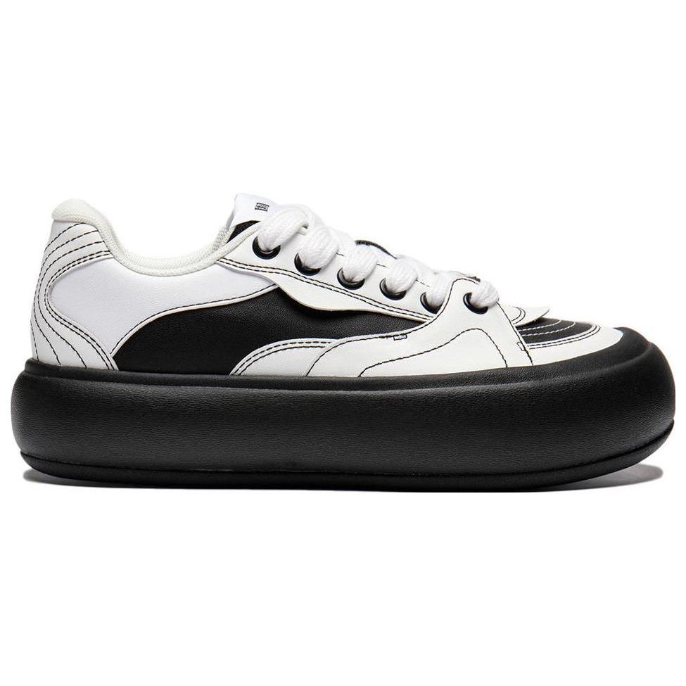 new LiNing Puff Platform Cushioning Low Top Skateboard Shoes Women's White Black
