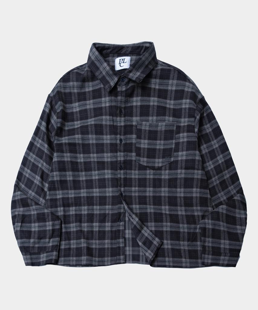 PLACESTUDIOMAN City Boy Check Basic Winter Oversized Shirt With Pocket Embroidery _2 Colors