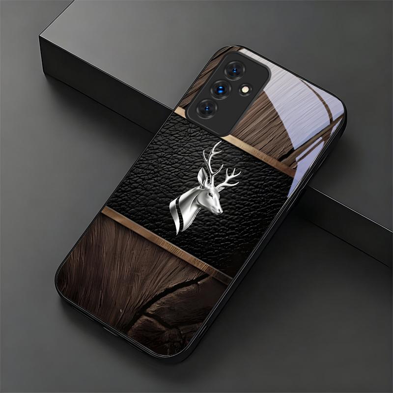 Elite Metallic Stag Black Phone Case For Samsung A32 A33 A34 A35 A36 A37 A51 52 52s A53 A54 A55 A56 A57 A71 A72 A73 Glass Cover